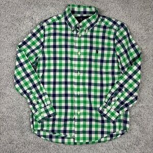 Ralph Lauren Shirt Boys 7 Button Up Plaid Classic Blue Green Photoshoot Holiday